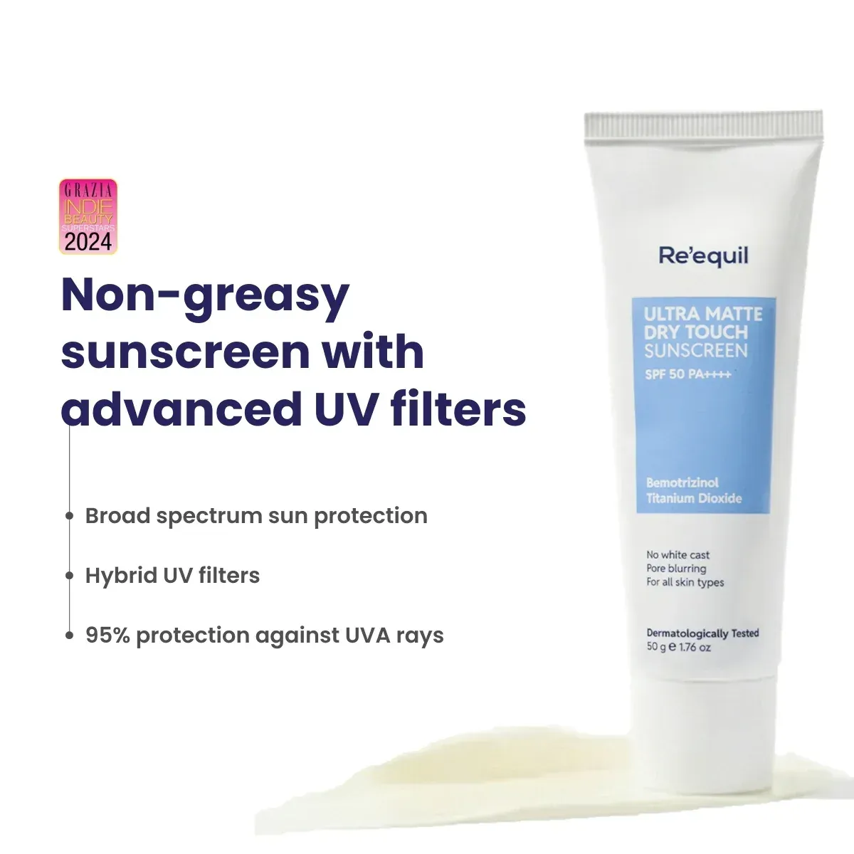 RE' EQUIL Ultra Matte UNISEX Sunscreen SPF 50 PA++++(50g) image 2