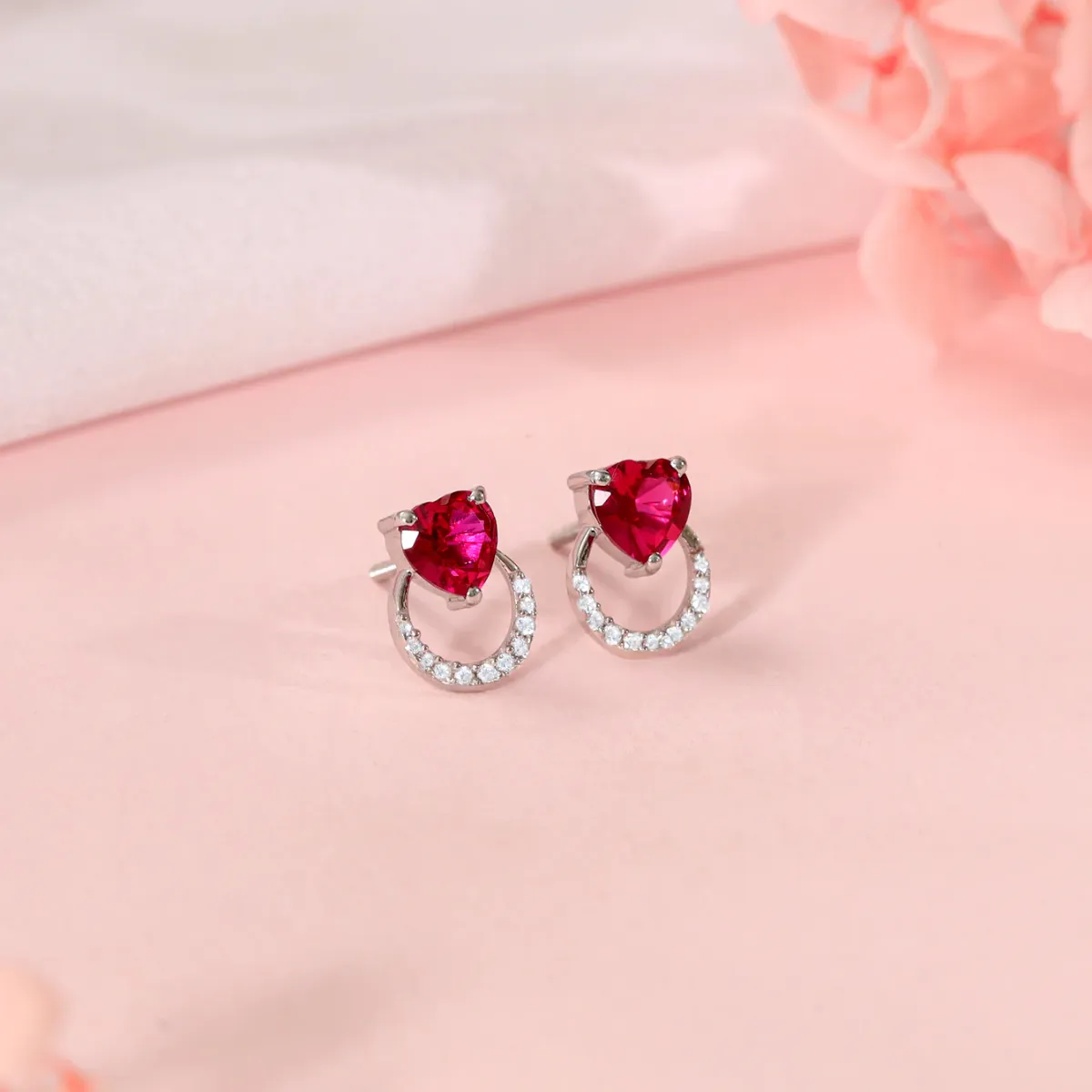 GIVA Silver Perfect Earrings(Pink Heart)