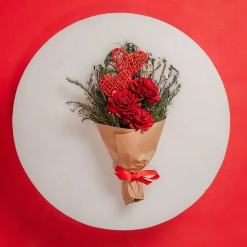 Rooted Crimson Red Roses Dried Flowers Bouquet image 5