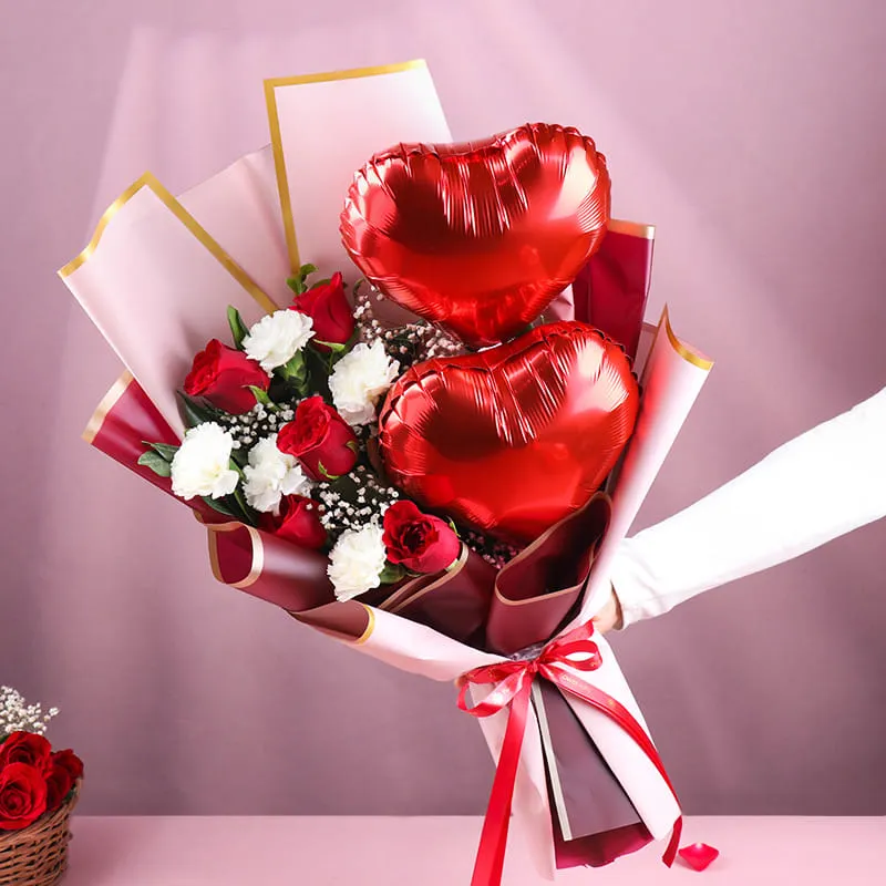 Floweraura Twin Hearts Floral Balloon image 2