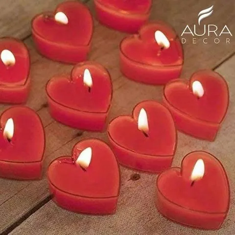 Heart Shape Tea Light Candles (Rose, Red) by Auradecor image 6