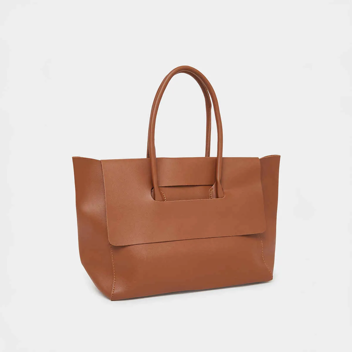 Styli Women's Cut Out Detail Flap Closure Tote Bag 