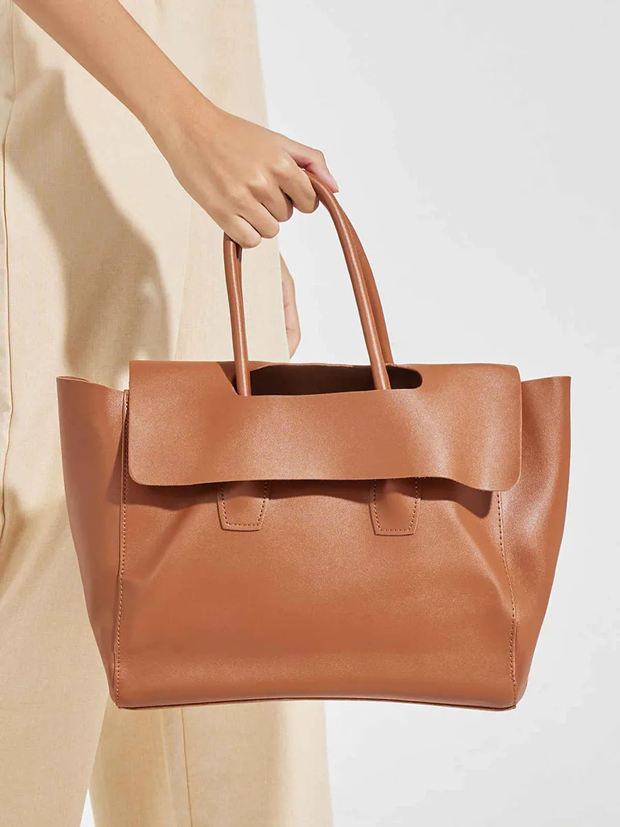 Styli Women's Cut Out Detail Flap Closure Tote Bag  image 4