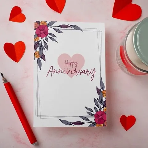 Mad Over Print Floral Anniversary Greeting Card