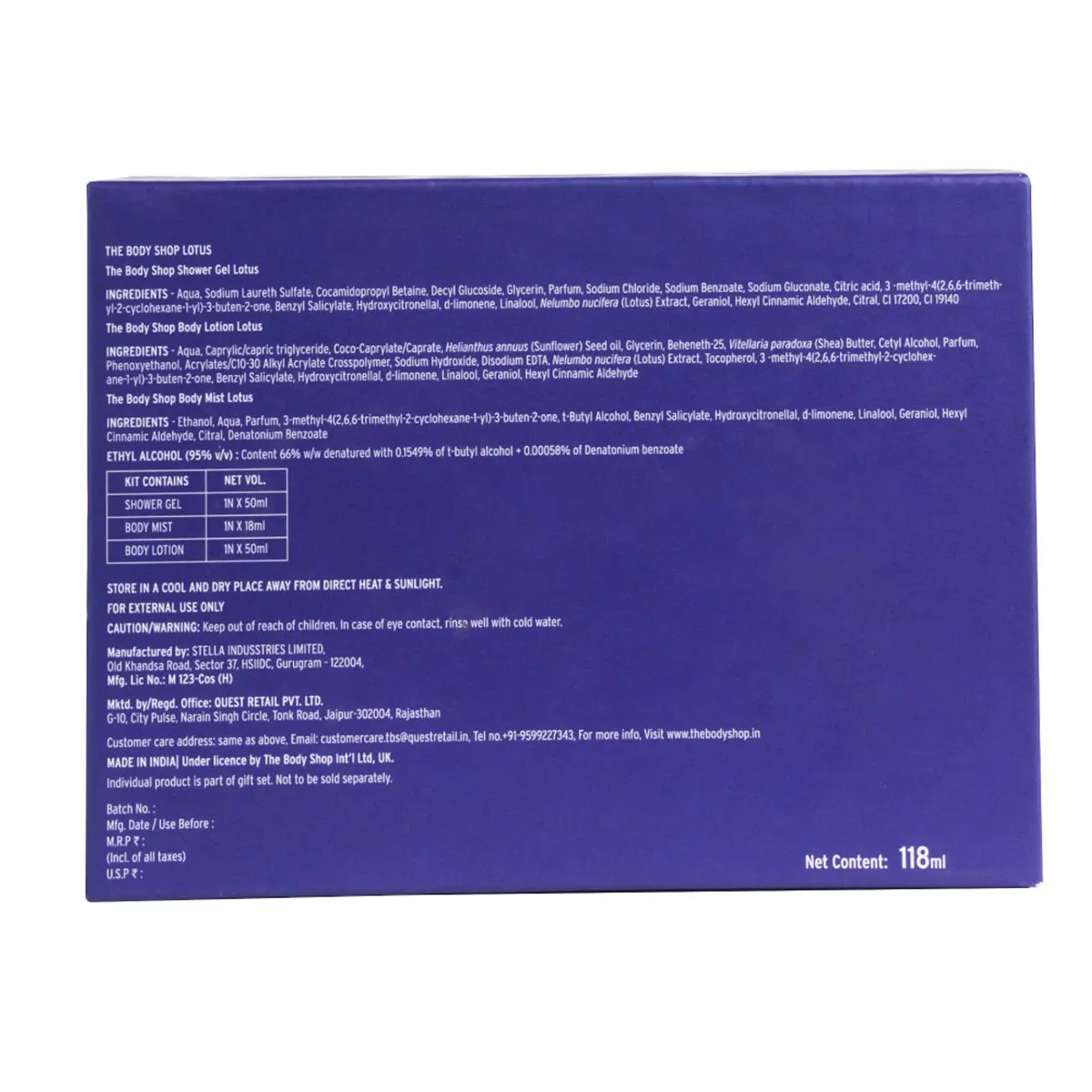 The Body Shop Lotus Shower Gel, Body Lotion & Body Mist Gift Set (118ml) image 1