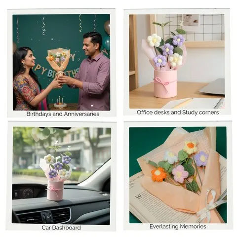 Rooted Lavender Daisy Crochet Flower Bouquet image 1