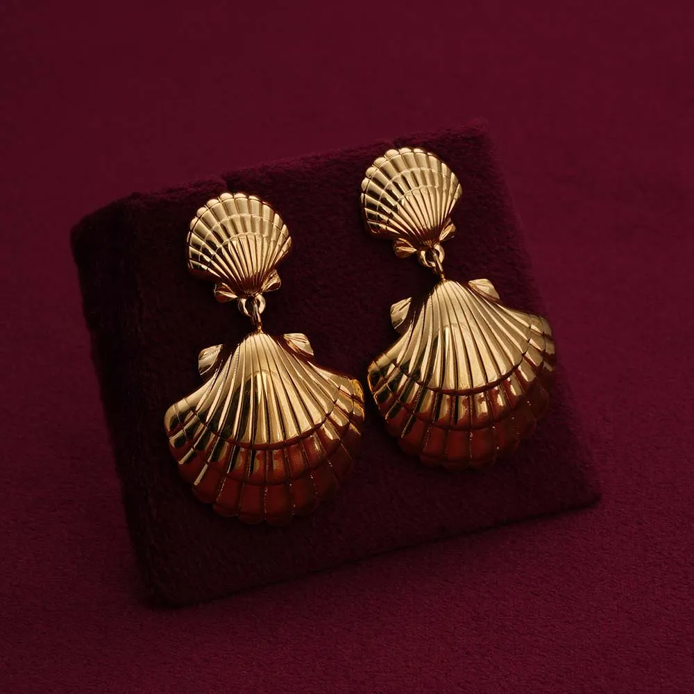 PALMONAS 18k Gold Plated Shell Drop Earrings for Women - Gift for Girls & Women image 3