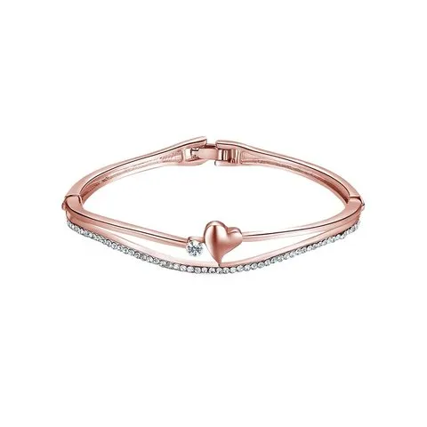 Jewels Galaxy Handcrafted Stone Studded Cuff Bracelet (Rose Gold) image 2