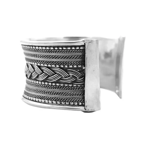 Teejh Braided Oxidized Cuff Bracelet (Silver) image 1