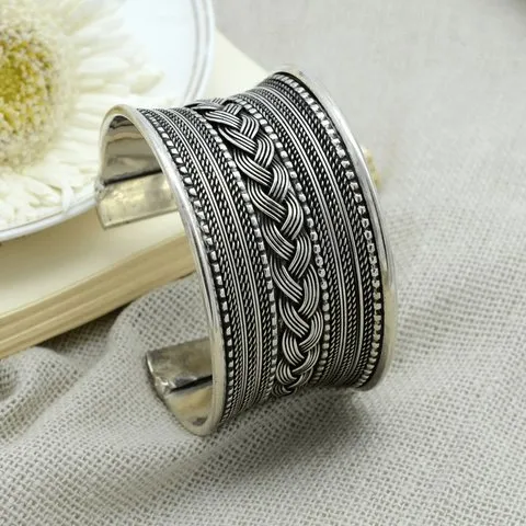 Teejh Braided Oxidized Cuff Bracelet (Silver) image 3