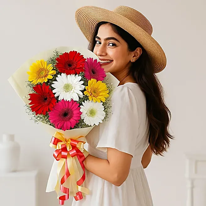 Mixed Brilliance Gerbera Flower Bouquet image 4