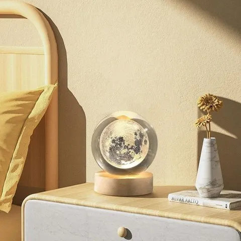 Moon 3D Crystal Ball LED 2 W Decorative Lamp - DesiDiya image 3
