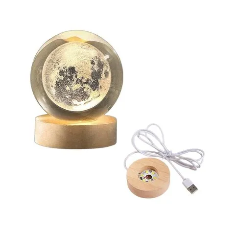 Moon 3D Crystal Ball LED 2 W Decorative Lamp - DesiDiya image 6