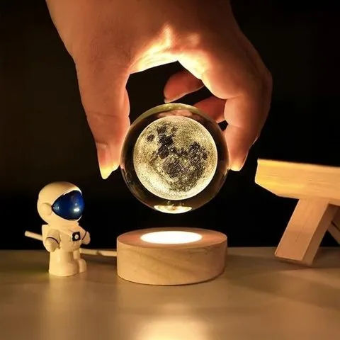 Moon 3D Crystal Ball LED 2 W Decorative Lamp - DesiDiya image 7