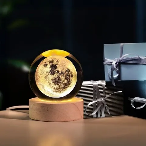 Moon 3D Crystal Ball LED 2 W Decorative Lamp - DesiDiya image 8