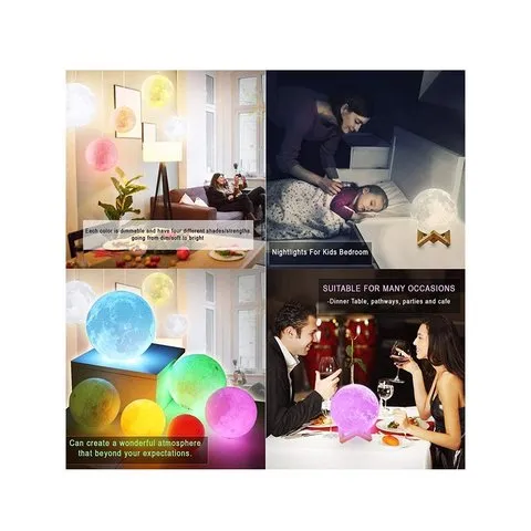 3D Moon 5 W Lamp (White) - One94Store image 3