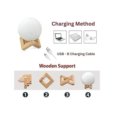 3D Moon 5 W Lamp (White) - One94Store image 4