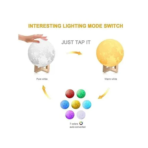 3D Moon 5 W Lamp (White) - One94Store image 5