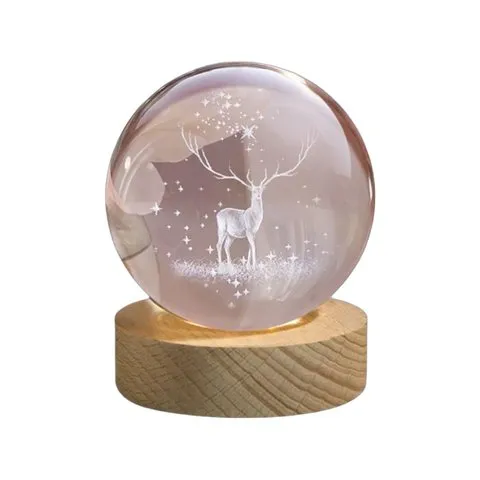 Deer 3D Crystal Ball LED 2 W Decorative Lamp - DesiDiya image 2