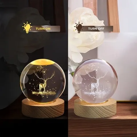 Deer 3D Crystal Ball LED 2 W Decorative Lamp - DesiDiya image 4