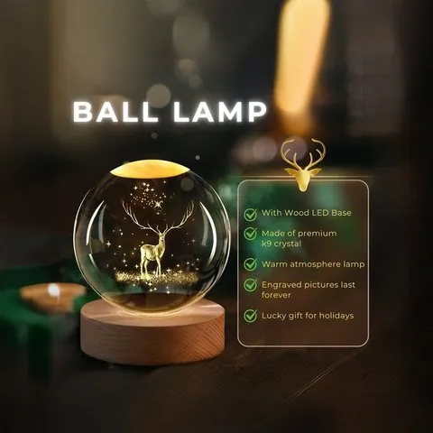 Deer 3D Crystal Ball LED 2 W Decorative Lamp - DesiDiya image 6