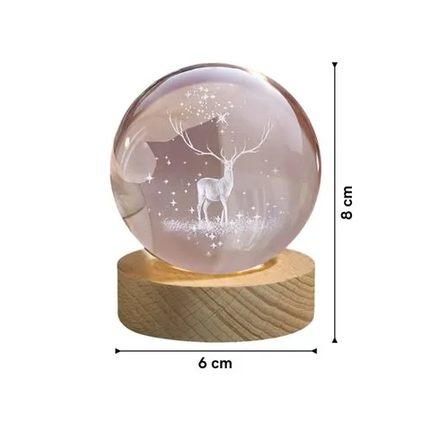 Deer 3D Crystal Ball LED 2 W Decorative Lamp - DesiDiya image 7