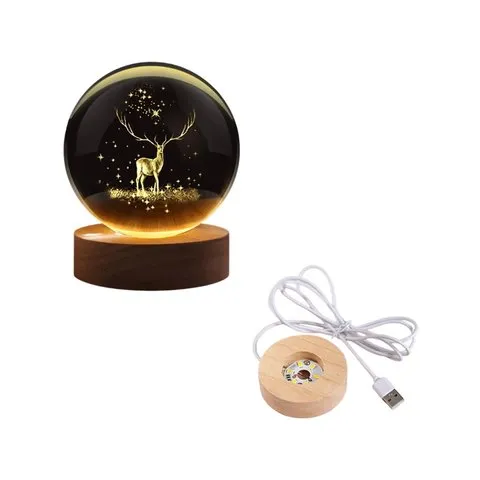 Deer 3D Crystal Ball LED 2 W Decorative Lamp - DesiDiya image 8