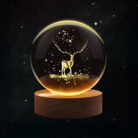 Deer 3D Crystal Ball LED 2 W Decorative Lamp - DesiDiya image 10