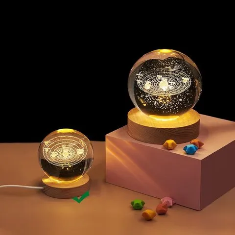Saturn 3D Crystal Ball LED 2 W Decorative Lamp - DesiDiya image 2