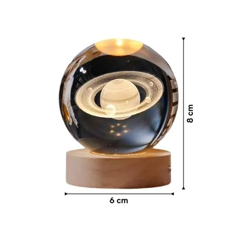 Saturn 3D Crystal Ball LED 2 W Decorative Lamp - DesiDiya image 5