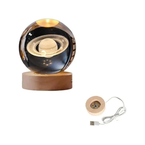 Saturn 3D Crystal Ball LED 2 W Decorative Lamp - DesiDiya image 6