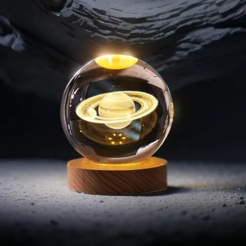 Saturn 3D Crystal Ball LED 2 W Decorative Lamp - DesiDiya image 7