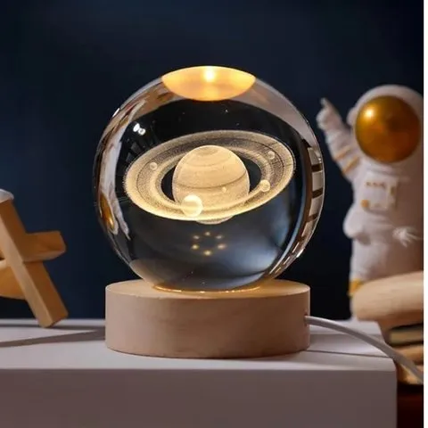 Saturn 3D Crystal Ball LED 2 W Decorative Lamp - DesiDiya image 8