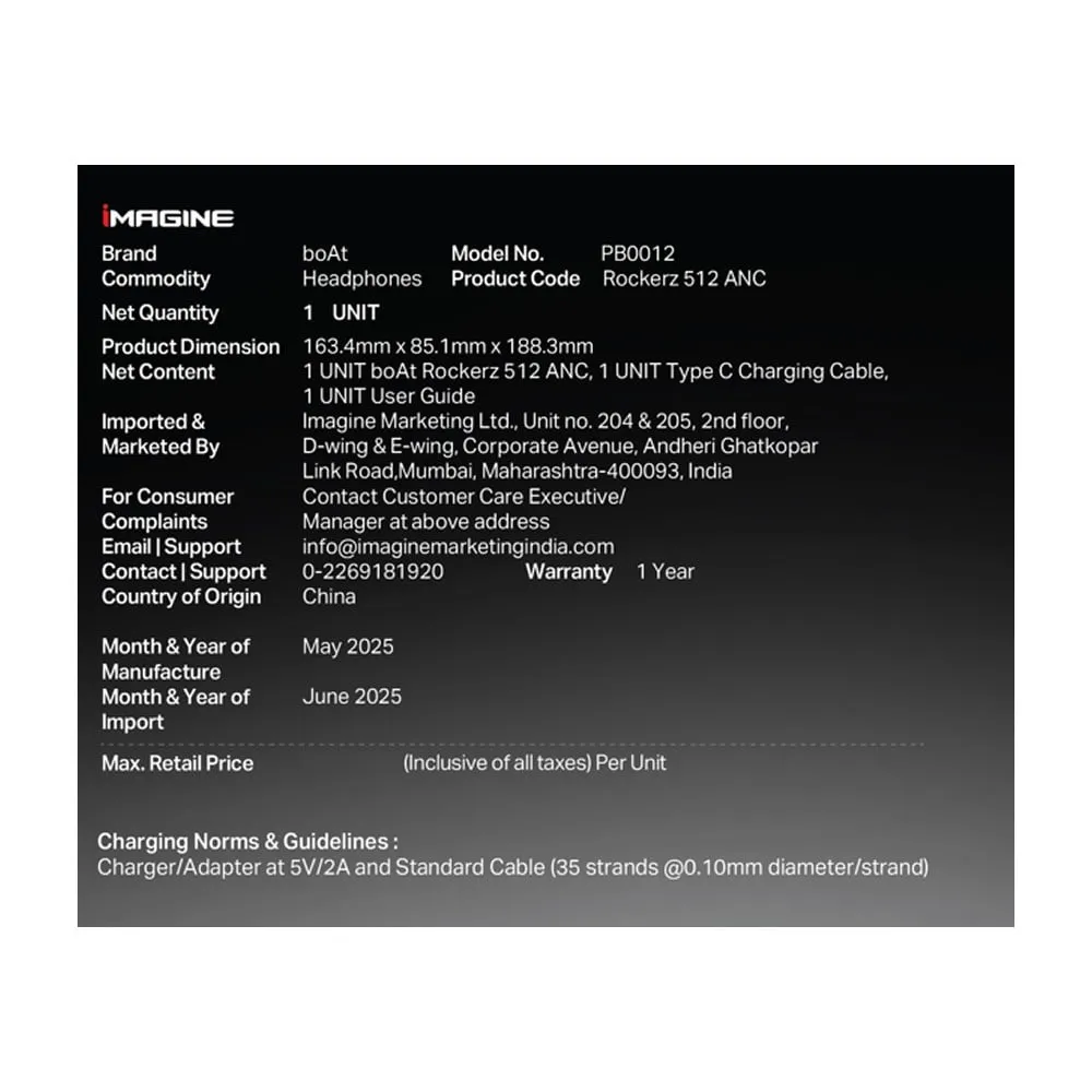 boAt Rockerz 512 ANC Bluetooth Headphones (Cosmic Black) image 9