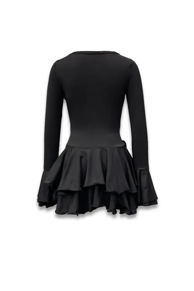Black Tiered Ruffle Mini Dress image 4