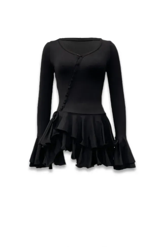 Black Tiered Ruffle Mini Dress image 3