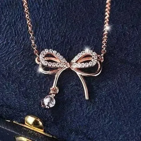 Designs & You AD Studded Infinity Shape Korean Pendant (Rose Gold) image 2