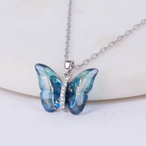 Salty Winged Beauty Pendant with Chain (Blue) image 1