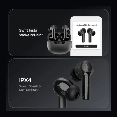 boAt Airdopes 300 TWS Earbuds (Gunmetal Black) image 2