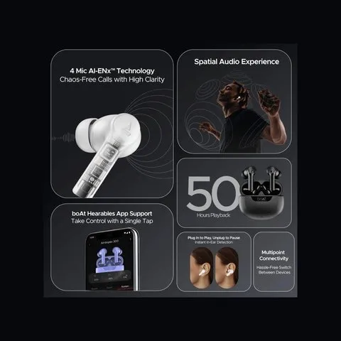 boAt Airdopes 300 TWS Earbuds (Gunmetal Black) image 10