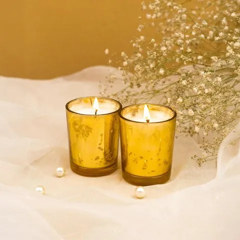 Votive Wax Filled Candle Set (Jasmine, White) by Auradecor image 3