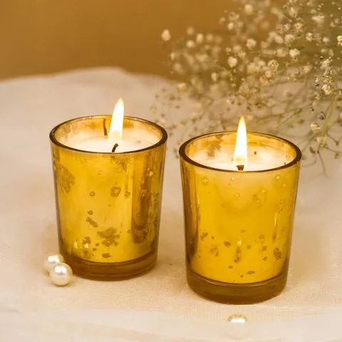 Votive Wax Filled Candle Set (Jasmine, White) by Auradecor image 2