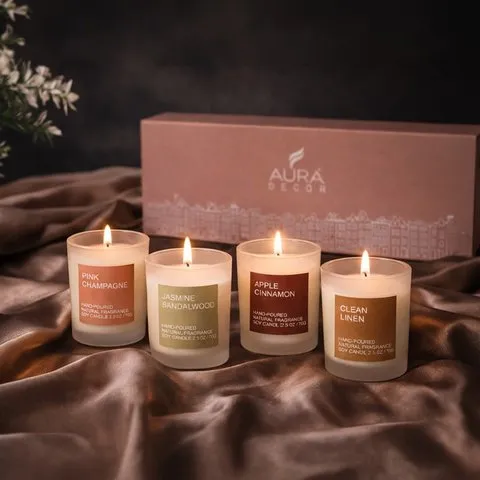Fragrance Votive Candle Set with Frosted Glass by Auradecor image 1