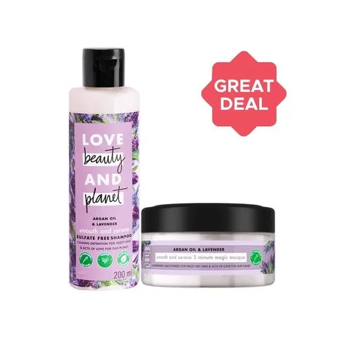 Love Beauty & Planet Argan Oil and Lavender Shampoo + Argan Oil & Lavender Hair Mask Combo image 1