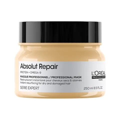 L'Oréal Professionnel Absolut Repair Shampoo & Mask for Dry & Damaged Hair - 300ml+250ml | Professional Routine for Strenghthening & Repairing Hair, Protein & Omega-9, For Men & Women image 6