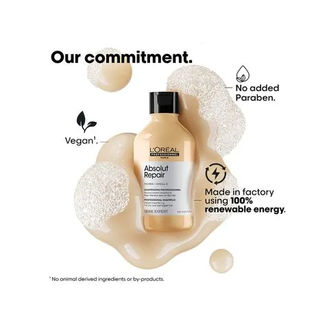 L'Oréal Professionnel Absolut Repair Shampoo & Mask for Dry & Damaged Hair - 300ml+250ml | Professional Routine for Strenghthening & Repairing Hair, Protein & Omega-9, For Men & Women image 9