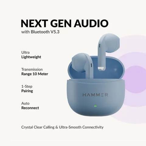 Hammer Ultra Pods TWS Earbuds (Sky Blue) image 2