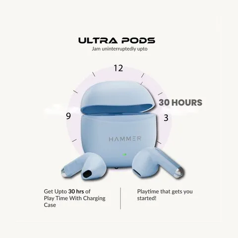 Hammer Ultra Pods TWS Earbuds (Sky Blue) image 3