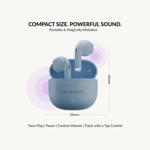 Hammer Ultra Pods TWS Earbuds (Sky Blue) image 4
