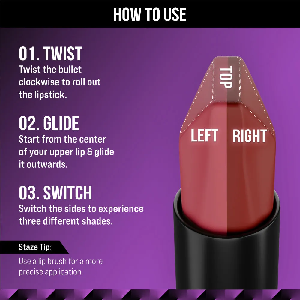 STAZE 9to9 Love Tri-Angle 3 in 1 Transferproof Lipstick 3.8 g - Brick Pink 01 image 7